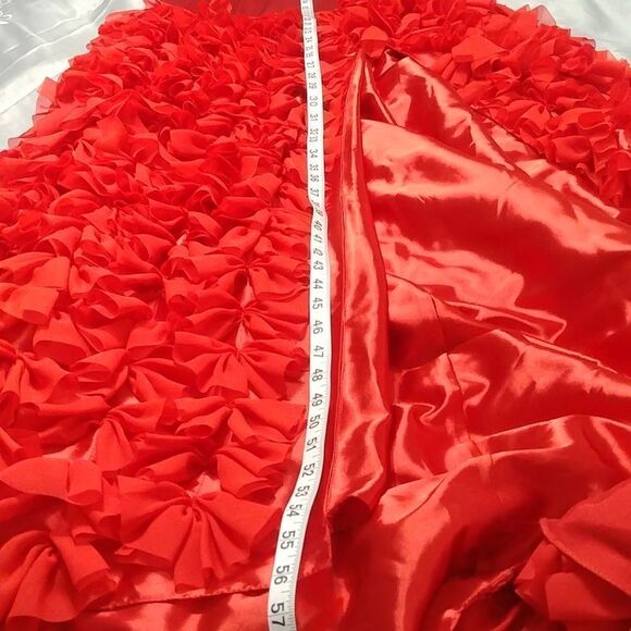 NWT Dana Mathers D1107B One Shoulder Flamenco Prom Slit Bright Red Dress 10 - Picture 8 of 9